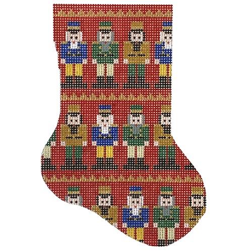 Red Nutcracker Minisock Painted Canvas Silver Needle  - 1