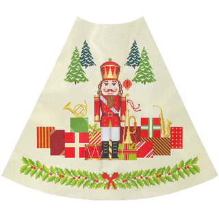 Red Nutcracker Tree Skirt Canvas Printed Canvas Needlepoint To Go 

