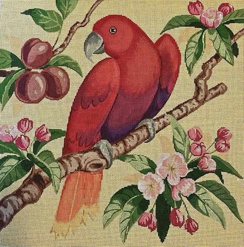 Red Parrot Painted Canvas Labors of Love Needlepoint 