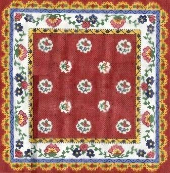 Red Pillow Top Painted Canvas Cooper Oaks Design  - 1
