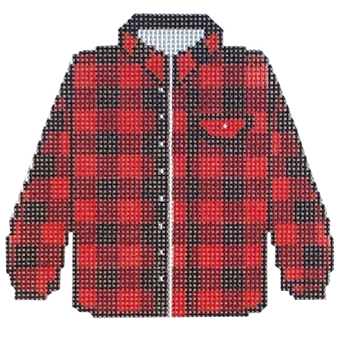 Red Plaid Shirt Painted Canvas Rachel Barri Designs  - 1