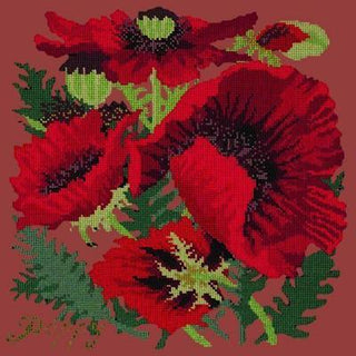 Red Poppy Needlepoint Kit Kits Elizabeth Bradley Design Dark Red 
