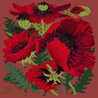 Red Poppy Needlepoint Kit Kits Elizabeth Bradley Design Dark Red 

