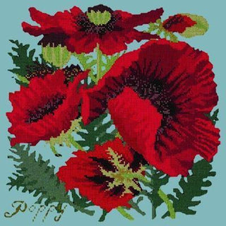 Red Poppy Needlepoint Kit Kits Elizabeth Bradley Design Duck Egg Blue 
