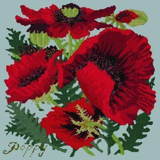 Red Poppy Needlepoint Kit Kits Elizabeth Bradley Design Pale Blue 
