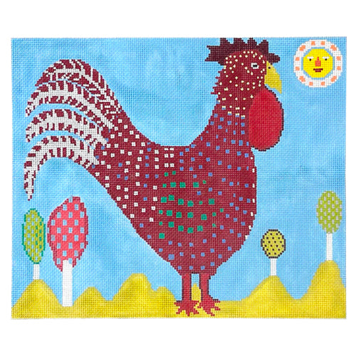 Red Rooster Strut Painted Canvas Birds of a Feather  - 1