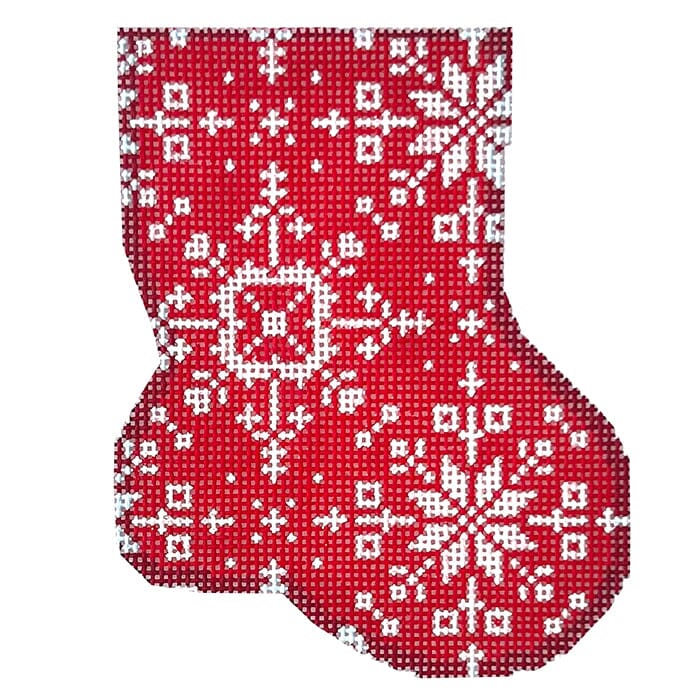 Red Snowflake Mini Sock Painted Canvas Associated Talents 