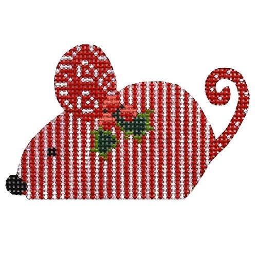 Red Striped Mouse on 13 mesh Painted Canvas Danji Designs  - 1