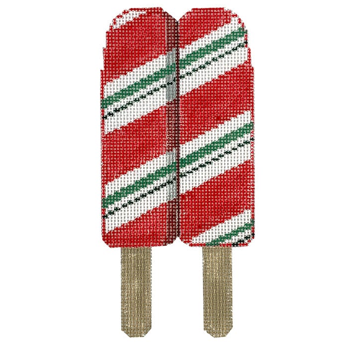 Red Striped Popsicle Painted Canvas Kathy Schenkel Designs  - 1