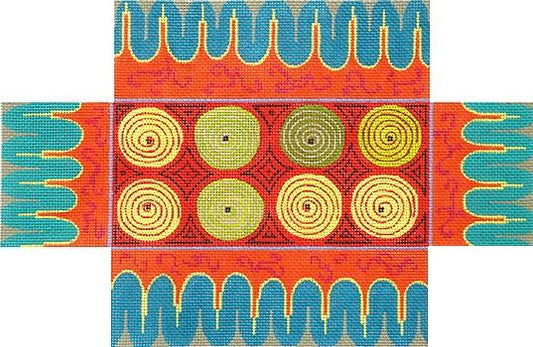 Red Turquoise Pattern Brick Cover Painted Canvas Colors of Praise 