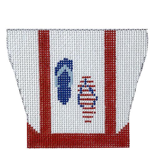 Red White & Blue Flip Flops Mini Tote Bag Painted Canvas Vallerie Needlepoint Gallery  - 1