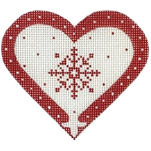Red & White Snowflake Heart Painted Canvas Pepperberry Designs 