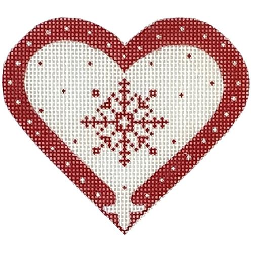 Red & White Snowflake Heart Painted Canvas Pepperberry Designs  - 1