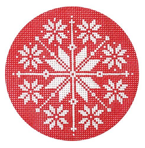 Red White Snowflake Painted Canvas Pepperberry Designs  - 1