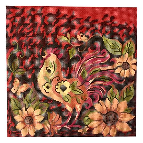 Red Woodland Rooster Painted Canvas Birds of a Feather  - 1