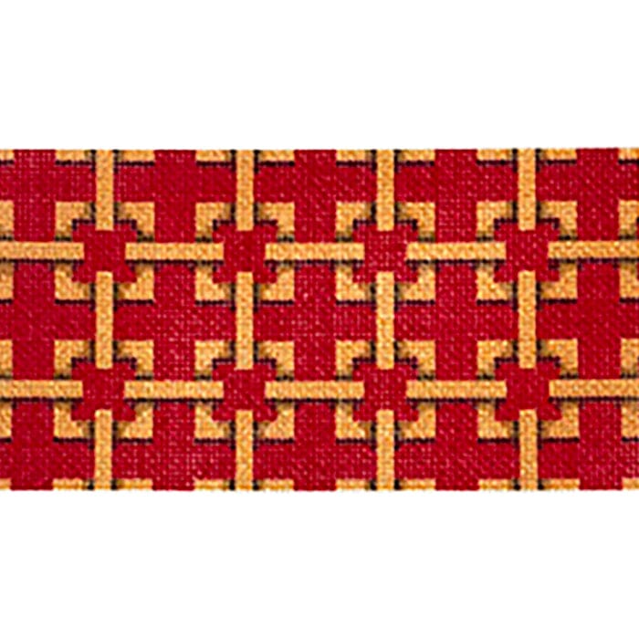 Red/Camel Interlocking Squares Insert with Stitch Guide Printed Canvas Two Sisters Needlepoint 