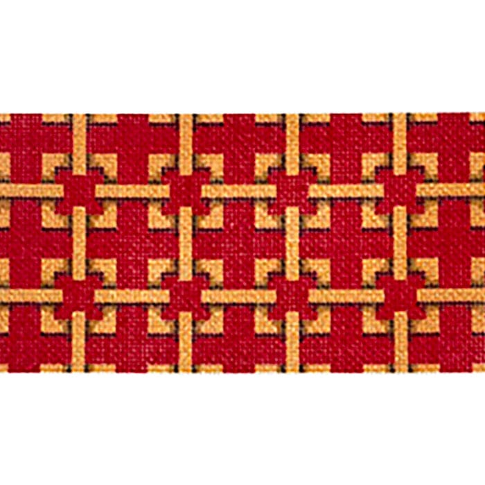 Red/Camel Interlocking Squares Insert with Stitch Guide Printed Canvas Two Sisters Needlepoint 
