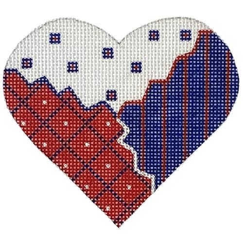 Red/White/Blue Patchwork Heart Painted Canvas Pepperberry Designs 