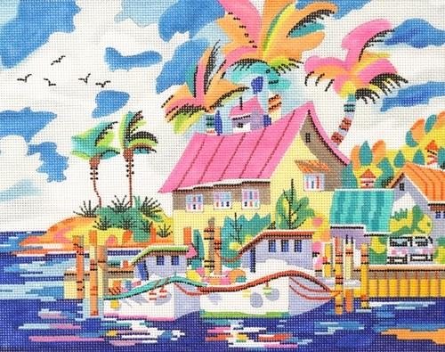 Reflections on 18 Painted Canvas Purple Palm Designs  - 1