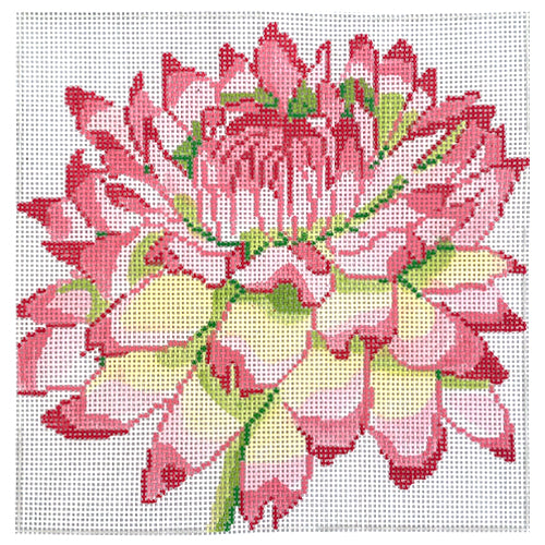 Regal Pink & Green Mum Painted Canvas Jean Smith  - 1