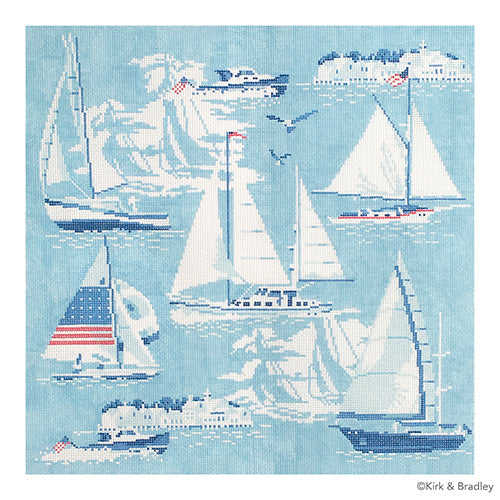 Regatta Pillow No. 2 Painted Canvas Kirk & Bradley 