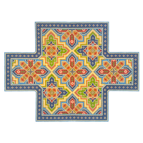Regent Street Brick Cover in Blue & Parchment Multi Painted Canvas CanvasWorks  - 1