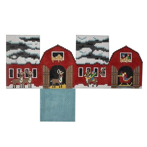 Reindeer Barn on 13 Painted Canvas Susan Roberts Needlepoint Designs Inc. 