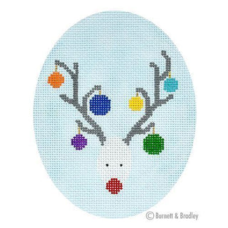 Reindeer Face Vertical Painted Canvas Burnett & Bradley 
