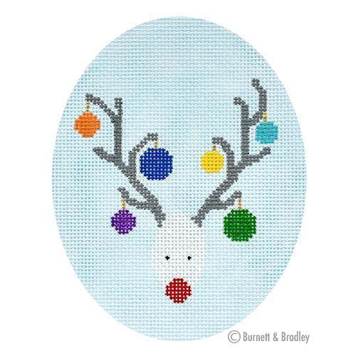 Reindeer Face Vertical Painted Canvas Burnett & Bradley 
