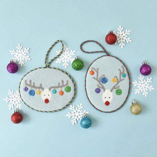 Reindeer Faces Ornaments Kit Kits Needlepoint.Com 