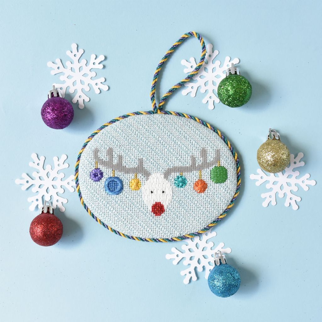 Reindeer Faces Ornaments Kit Kits Needlepoint.Com 