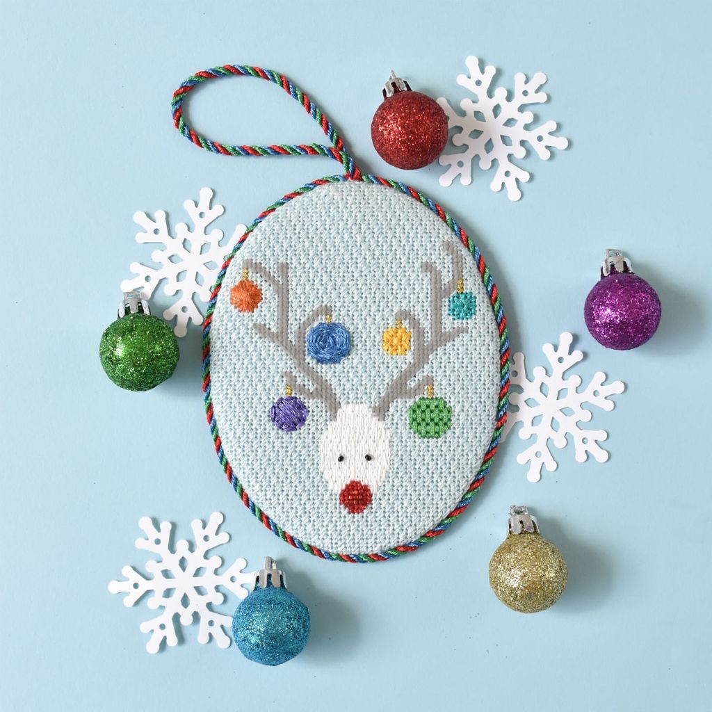 Reindeer Faces Ornaments Kit Kits Needlepoint.Com 
