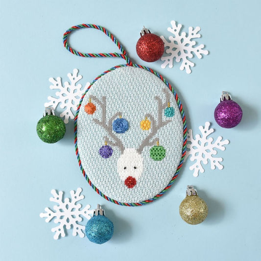 Reindeer Faces Ornaments Kit Kits Needlepoint.Com 