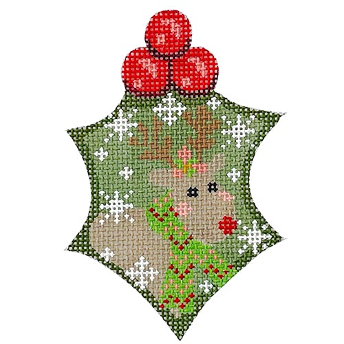 Reindeer Holly on 13 mesh Painted Canvas Danji Designs 