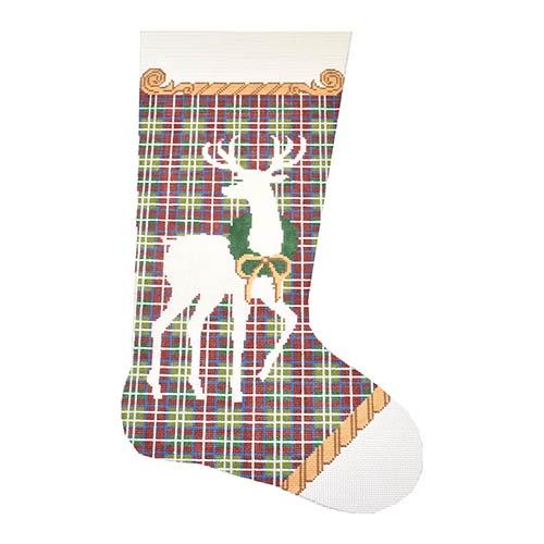 Reindeer Plaid Stocking Painted Canvas Alice Peterson 