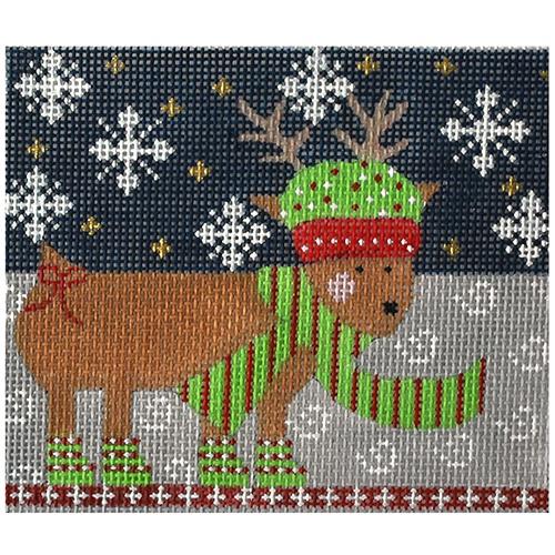 Reindeer Roll Up Small Painted Canvas Danji Designs 