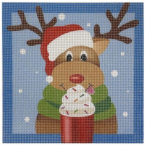 Reindeer Square Painted Canvas Pepperberry Designs  - 1