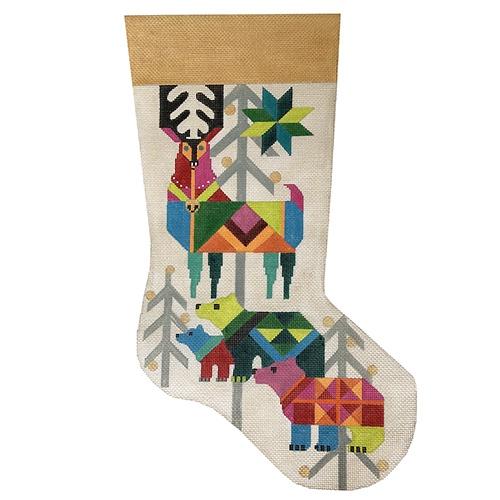 Reindeer Stocking Painted Canvas Melissa Prince Designs  - 1