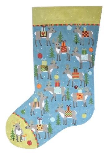Reindeer Stocking Painted Canvas Pippin  - 1