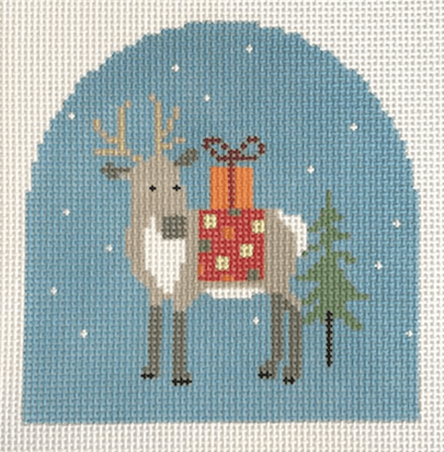 Reindeer with Orange Package Painted Canvas Pippin  - 1