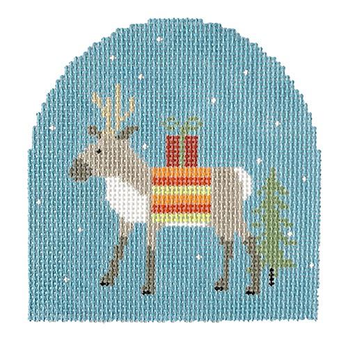 Reindeer with Red Package Painted Canvas Pippin  - 1