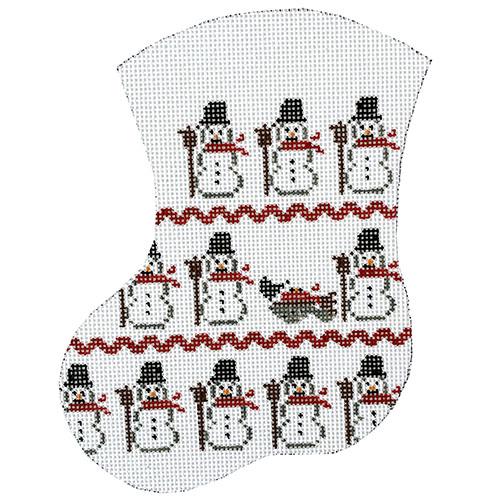 Repeat Snowmen Mini Stocking Painted Canvas The Meredith Collection  - 1