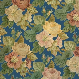 Repeating Roses Needlepoint Kit Kits Elizabeth Bradley Design Dark Blue 

