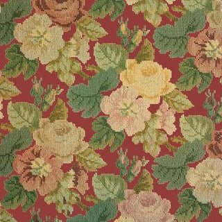 Repeating Roses Needlepoint Kit Kits Elizabeth Bradley Design Dark Red 
