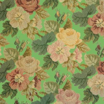 Repeating Roses Needlepoint Kit Kits Elizabeth Bradley Design Grass Green 