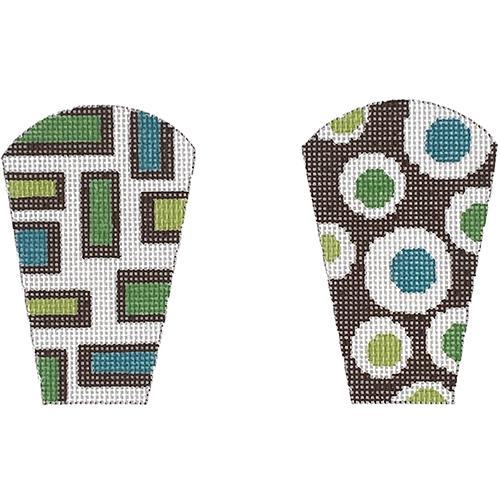 Retro Mix Scissors Case   Green/Teal/Brown Painted Canvas The Meredith Collection  - 1