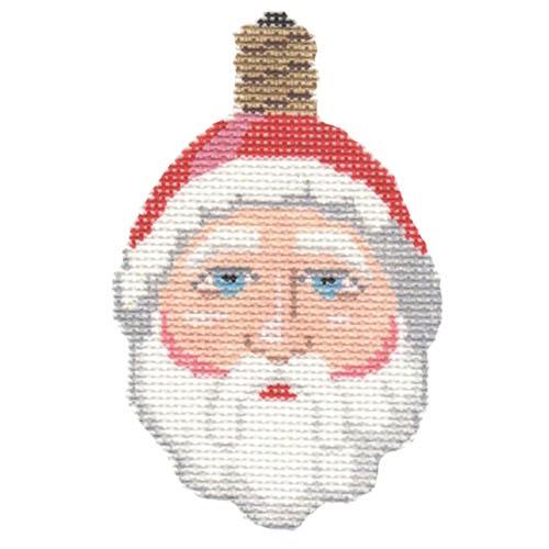 Retro Santa Face Bulb Painted Canvas Labors of Love Needlepoint  - 1