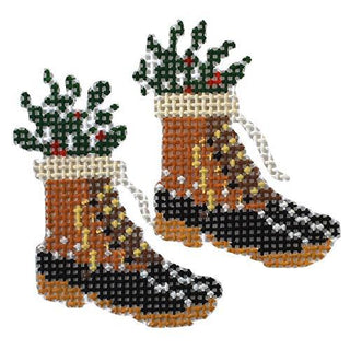 Retro Ski   Fur Bean Boots Painted Canvas Kirk & Bradley 
