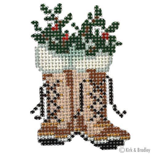 Retro Ski   Snow Boots Painted Canvas Kirk & Bradley 
