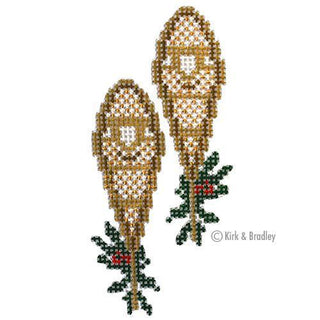 Retro Ski   Wooden Snow Shoes Painted Canvas Kirk & Bradley 
